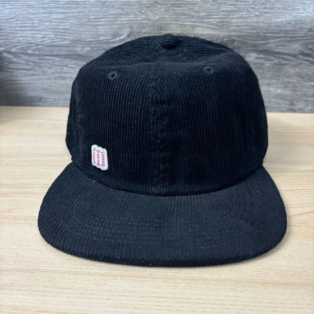Topo Designs Hat Cap Strap Back Black Corduroy Logo Hiking Outdoors Adjustable